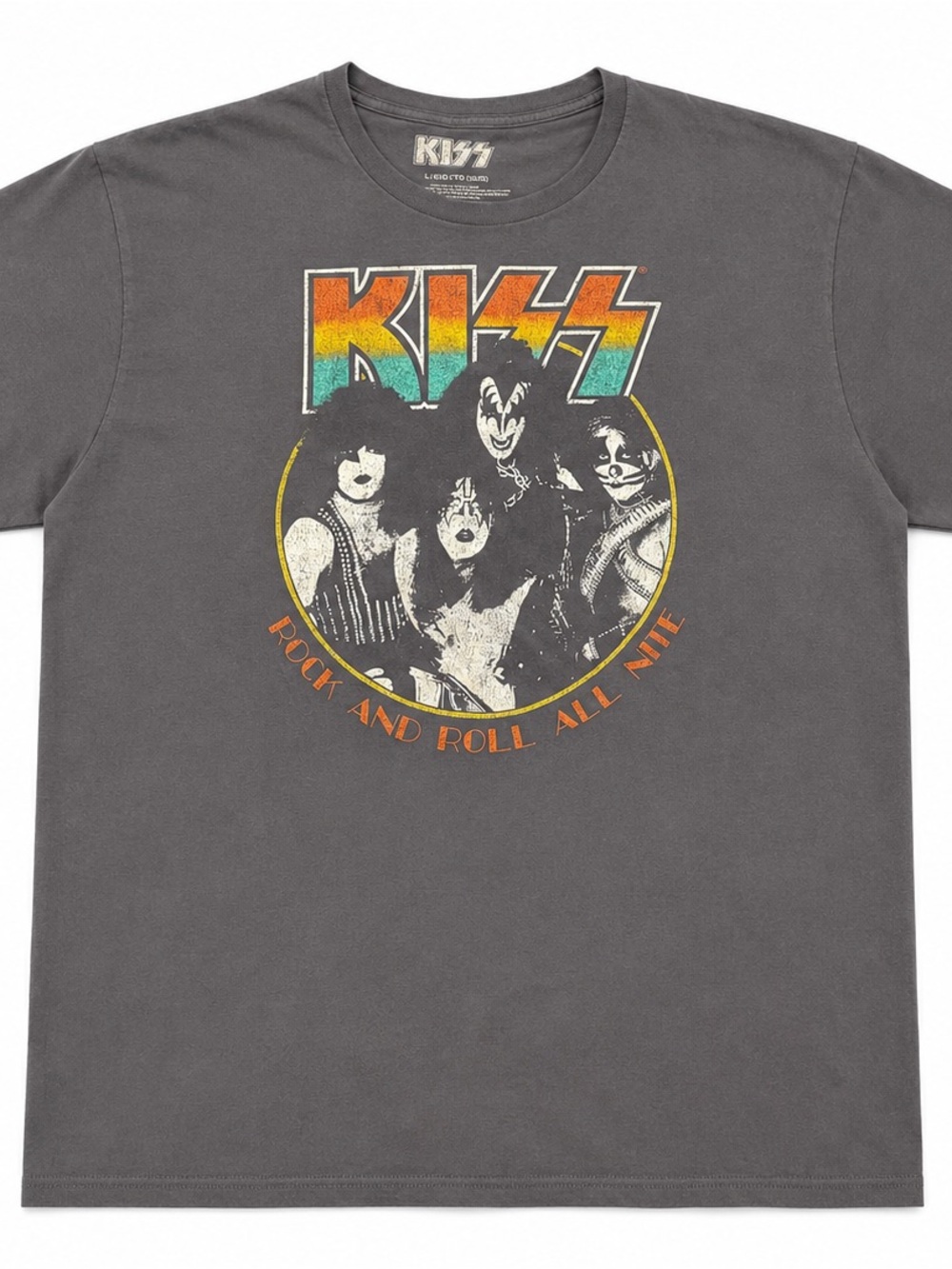 KISS Rock and Roll All Nite Graphic T-Shirt Men 2XL Charcoal Gray Band Tee